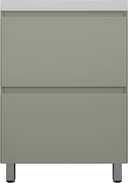 Style Line Тумба с белой раковиной Манхэттен 60 Plus эмаль олива матовая – фотография-1